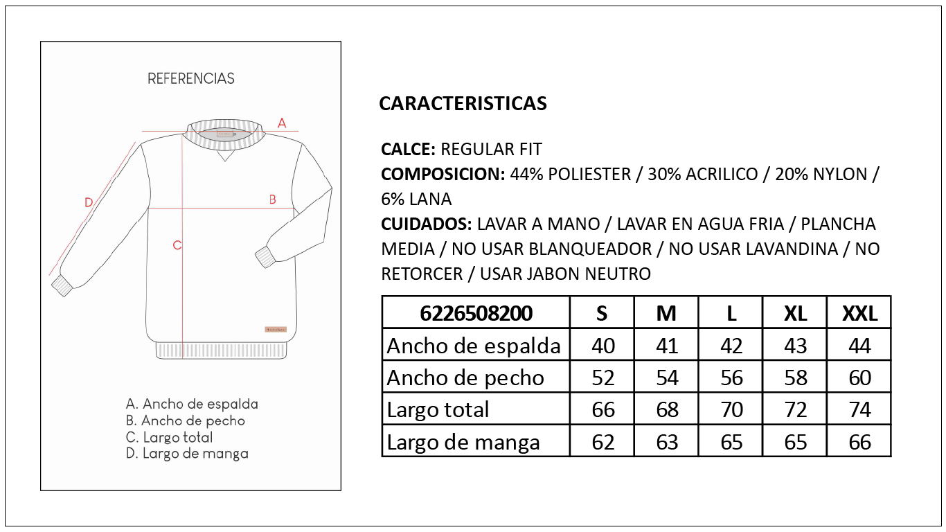 Tabla de Medidas Sweaters Britches